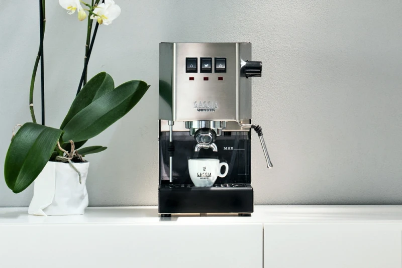 Gaggia Classic Pro espresso machine in stainless steel finish